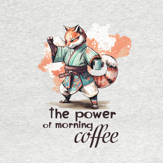 The Power of Morning Coffee -Karate Fox by KOTOdesign